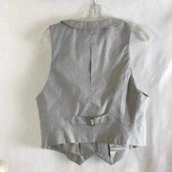 NWOT Ann Taylor Loft Striped V-neck Button Front Vest with Collar Size M - Picture 2 of 13